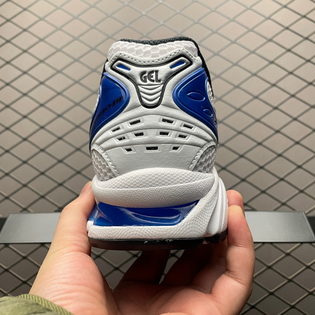 Asics GEL-Kayano 14 white and blue shoes