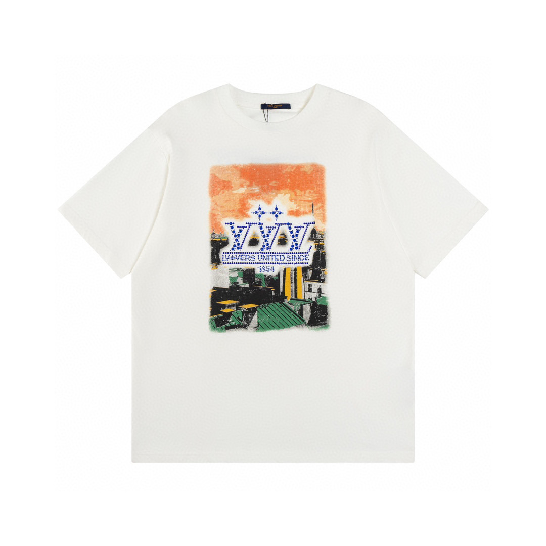 LV 2025 SS Sunset Tee White Color