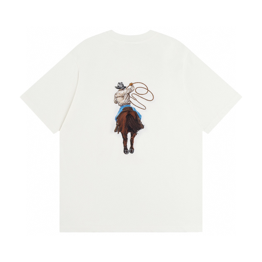 LV 2024 SS Cowboy Embroidery Tee White