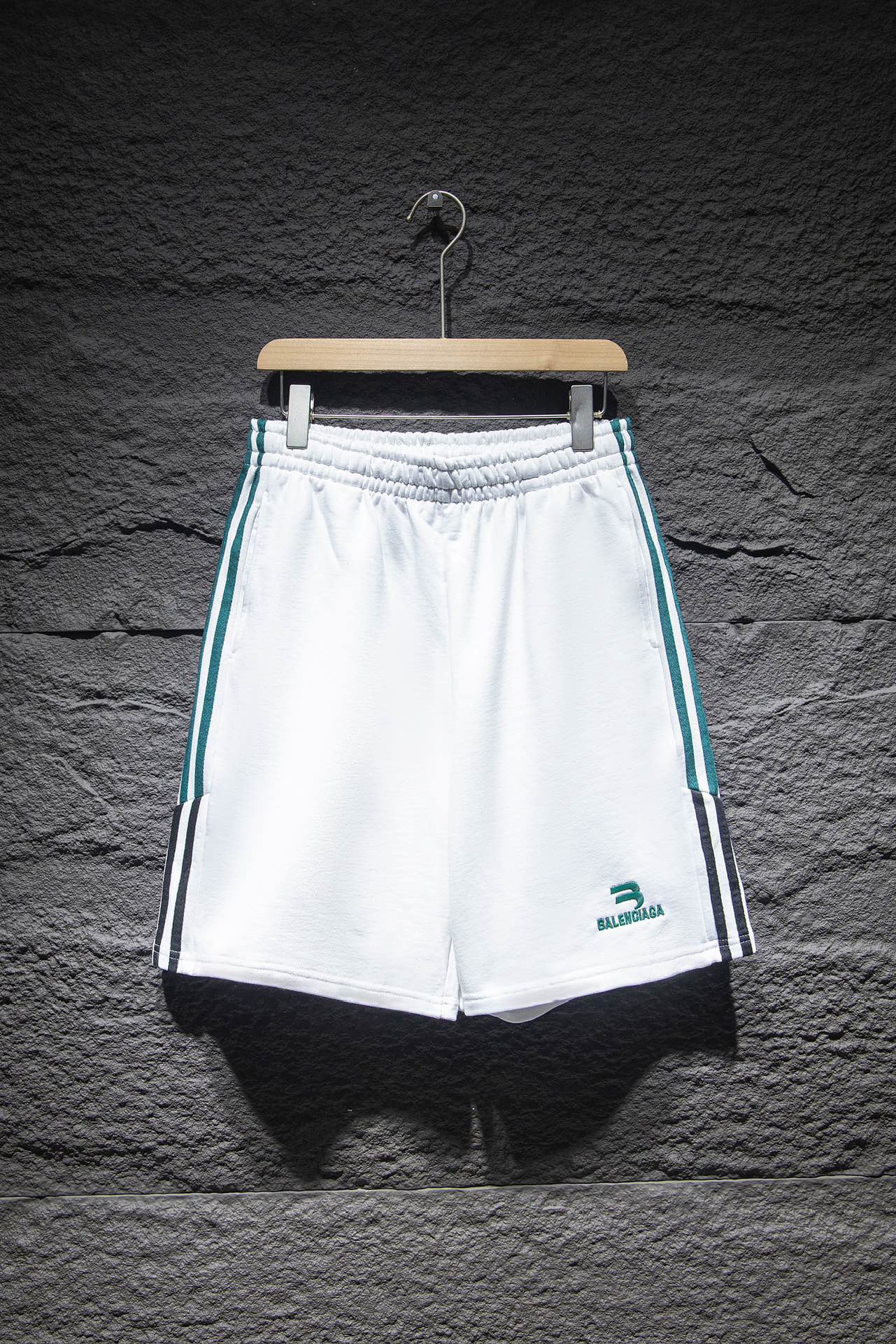 balenciaga patchwork embroidery black and white shorts