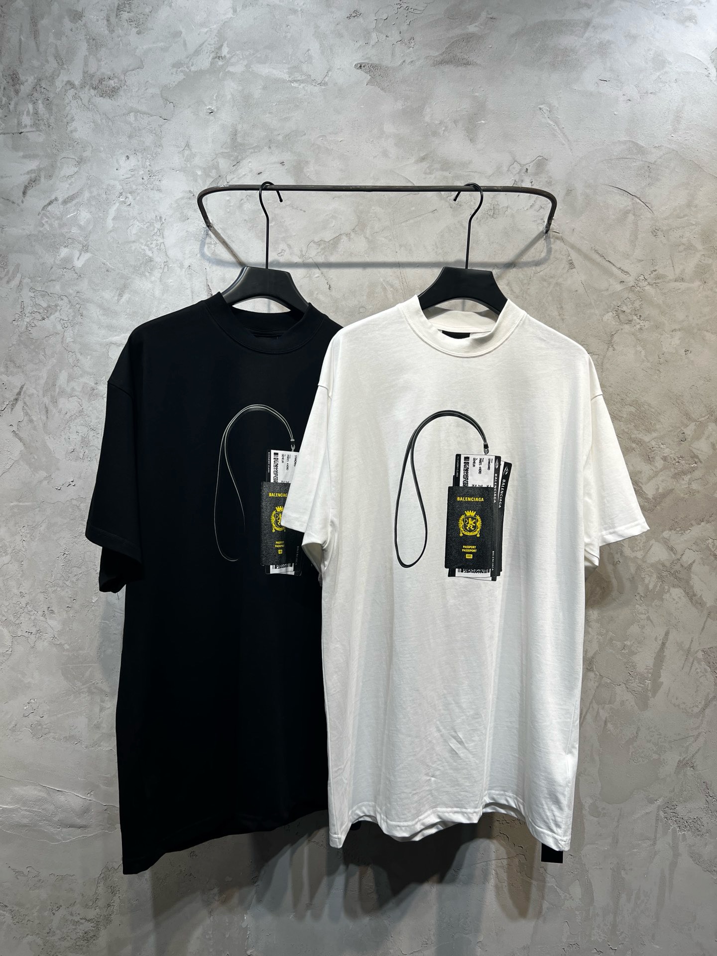 balenciaga passport black and white tee