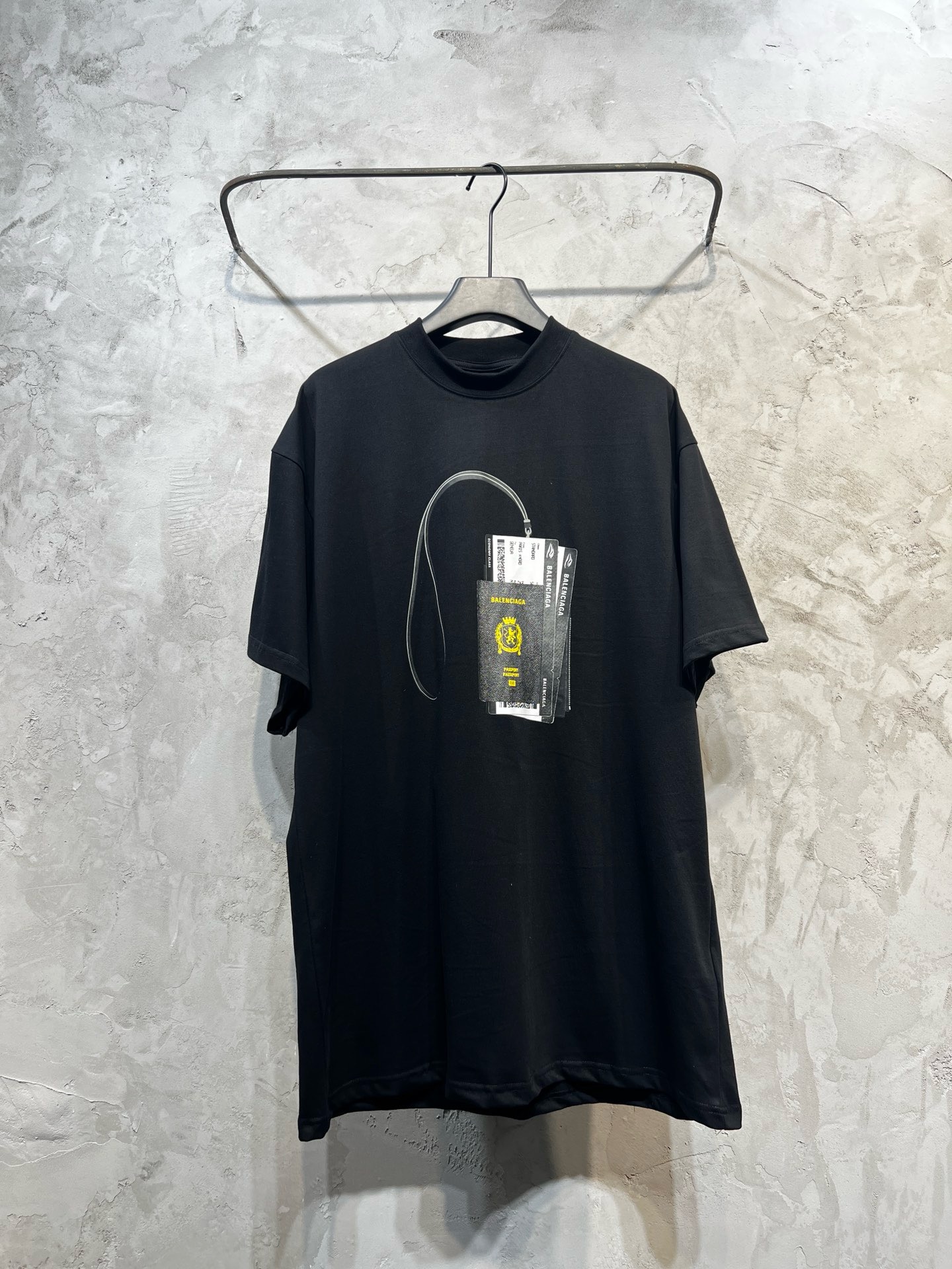 balenciaga passport black and white tee
