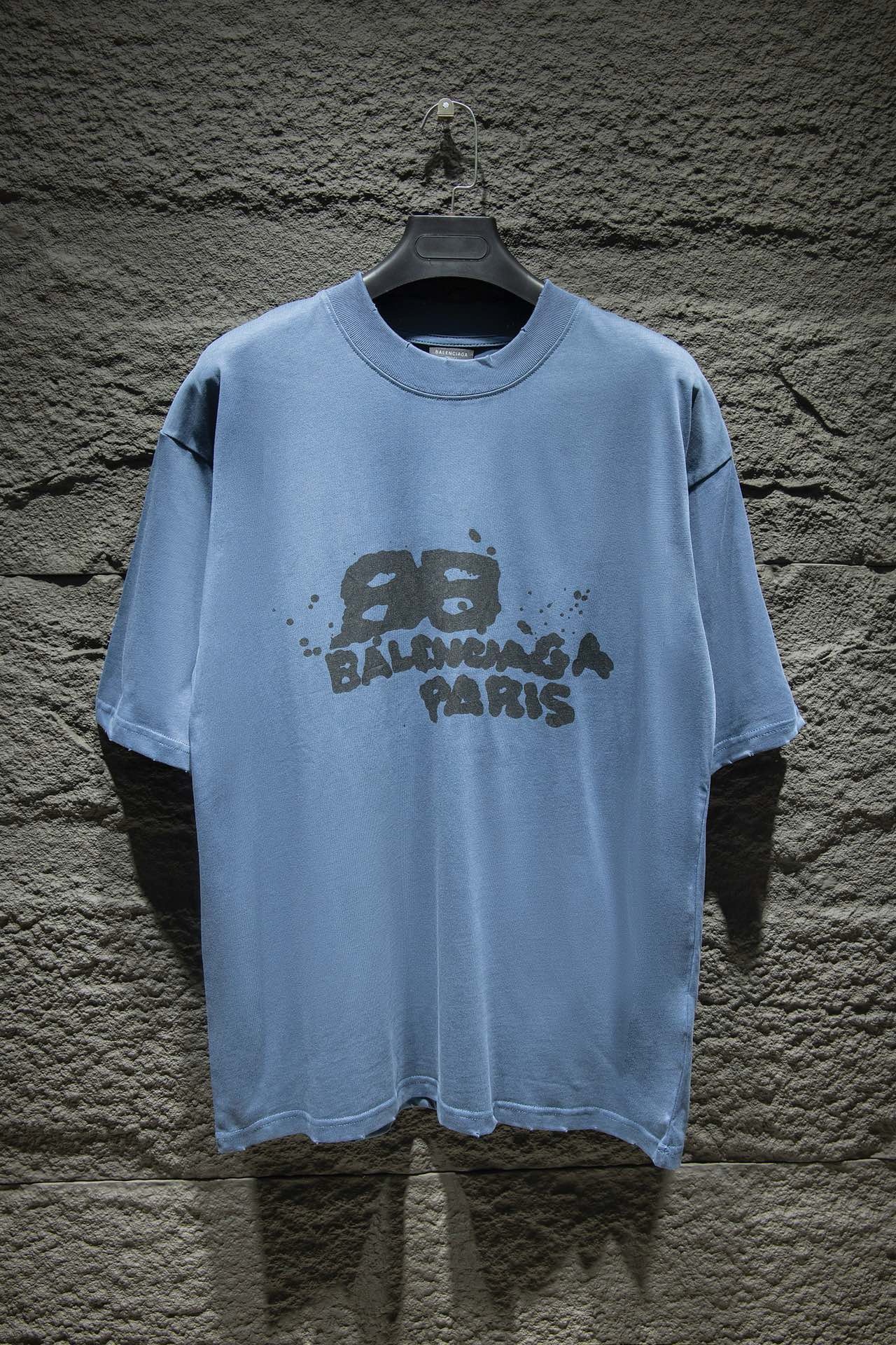 balenciaga graffiti blue tee