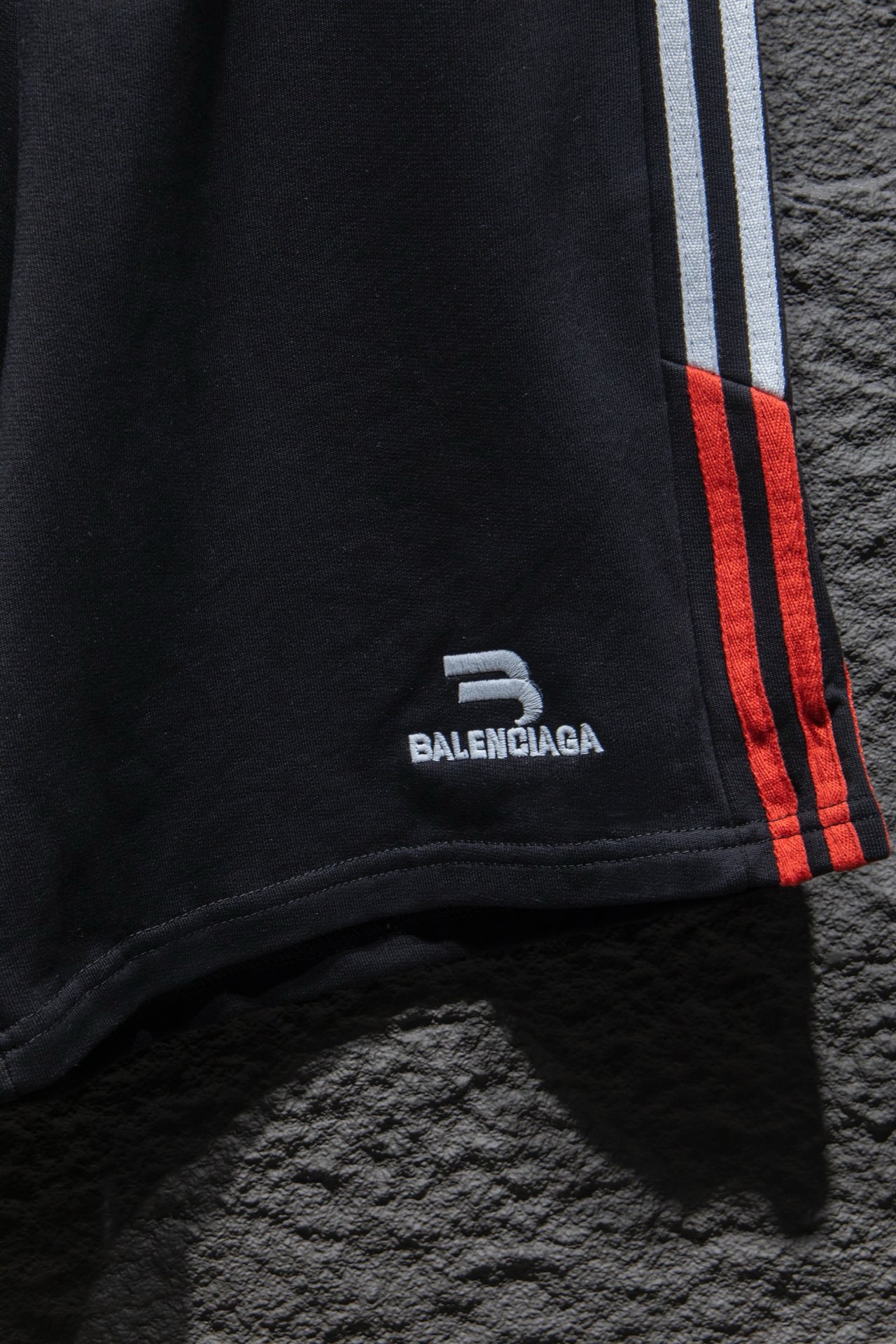 balenciaga patchwork embroidery black and white shorts
