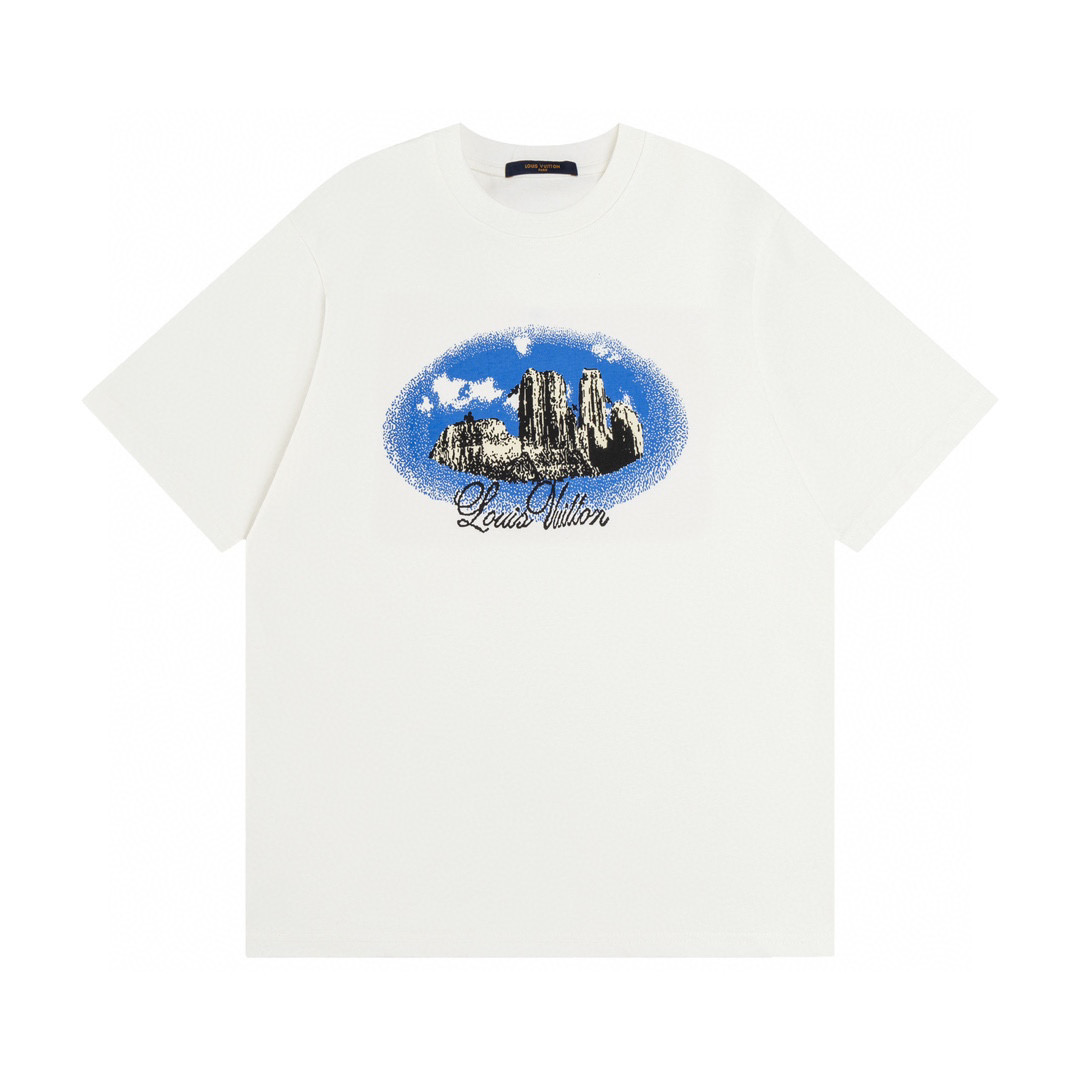 LV 2024 SS Blue Sky Island Tee White Color