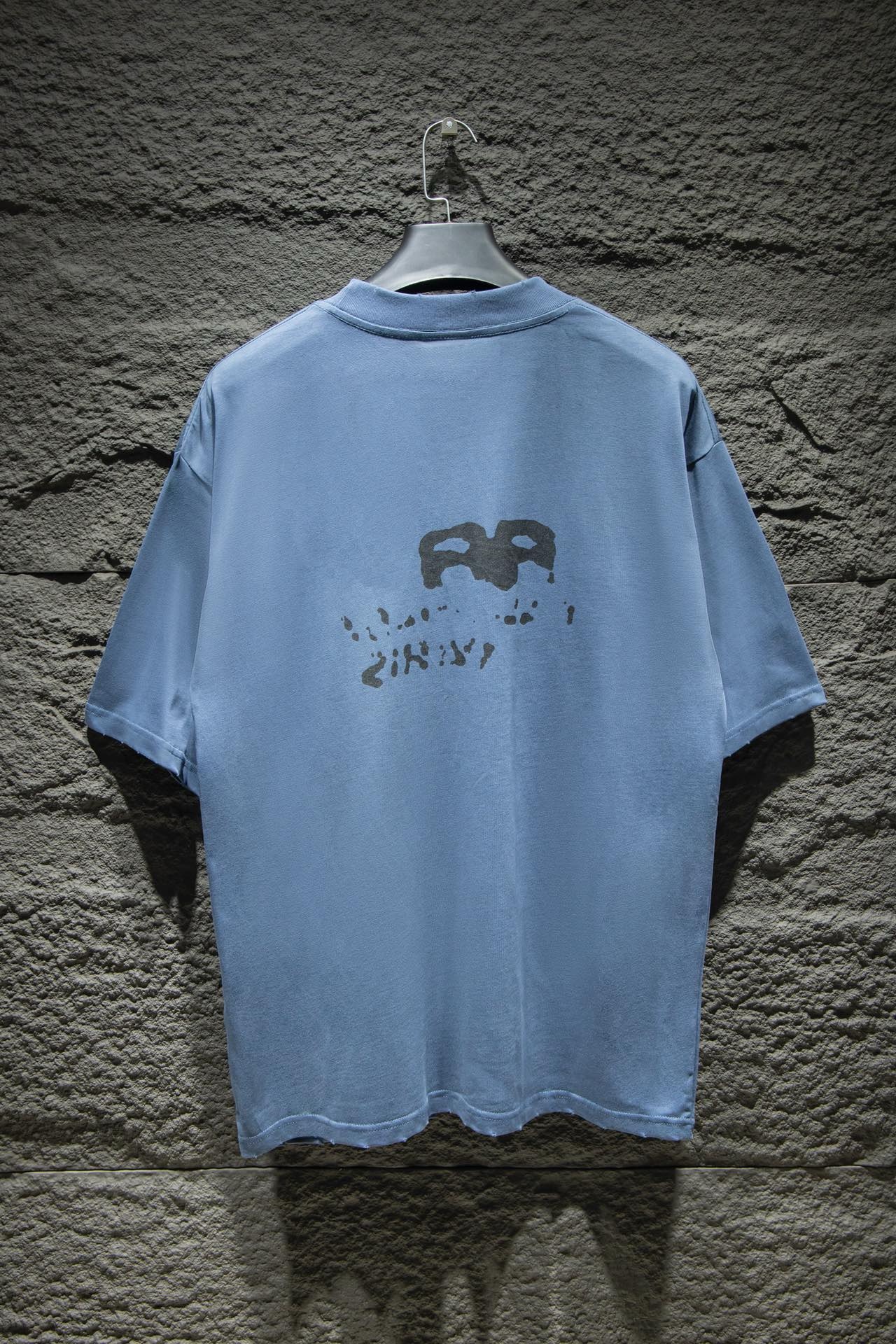 balenciaga graffiti blue tee
