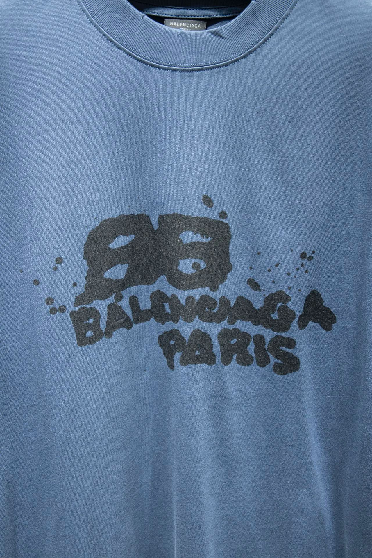 balenciaga graffiti blue tee
