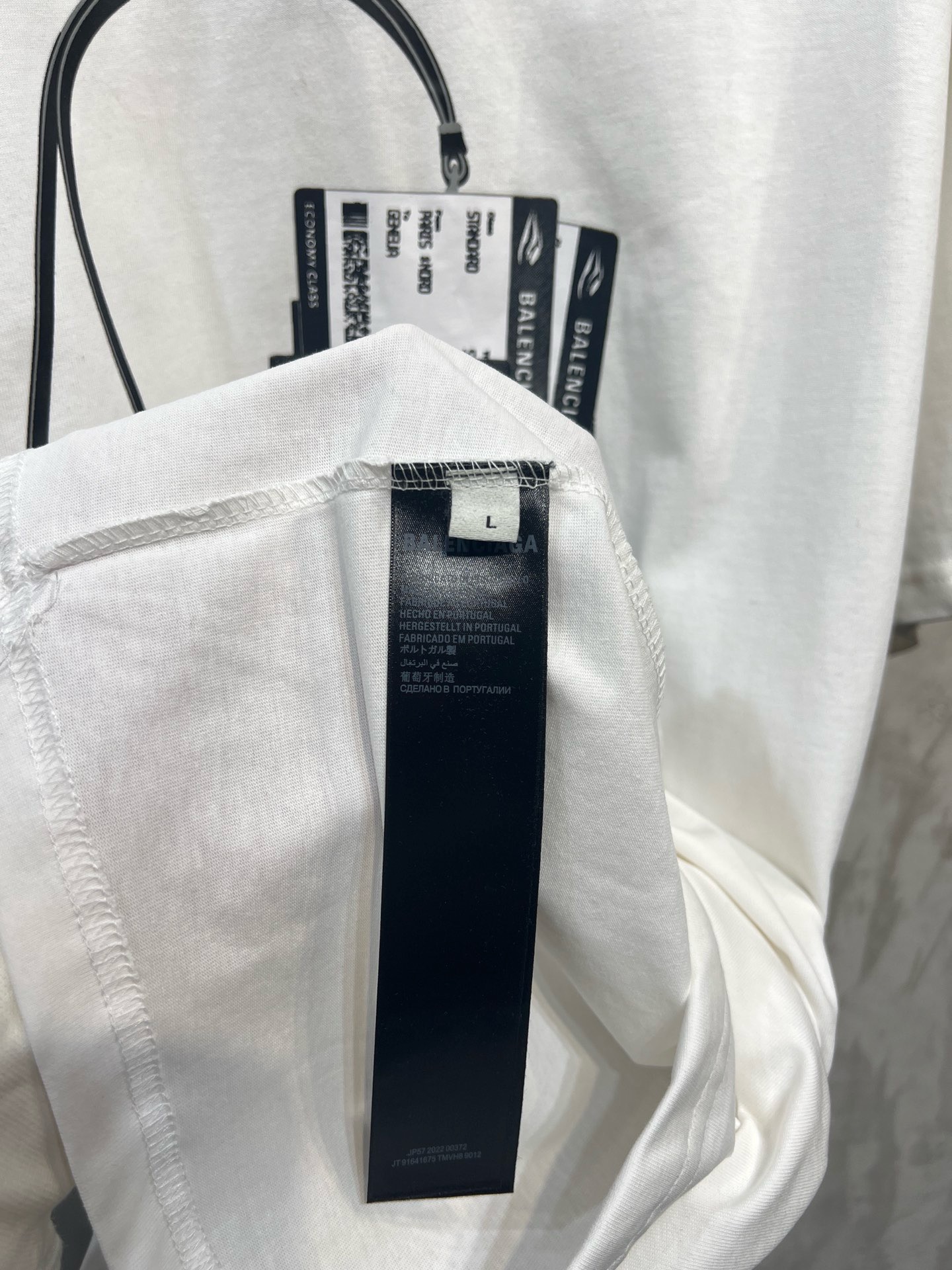 balenciaga passport black and white tee