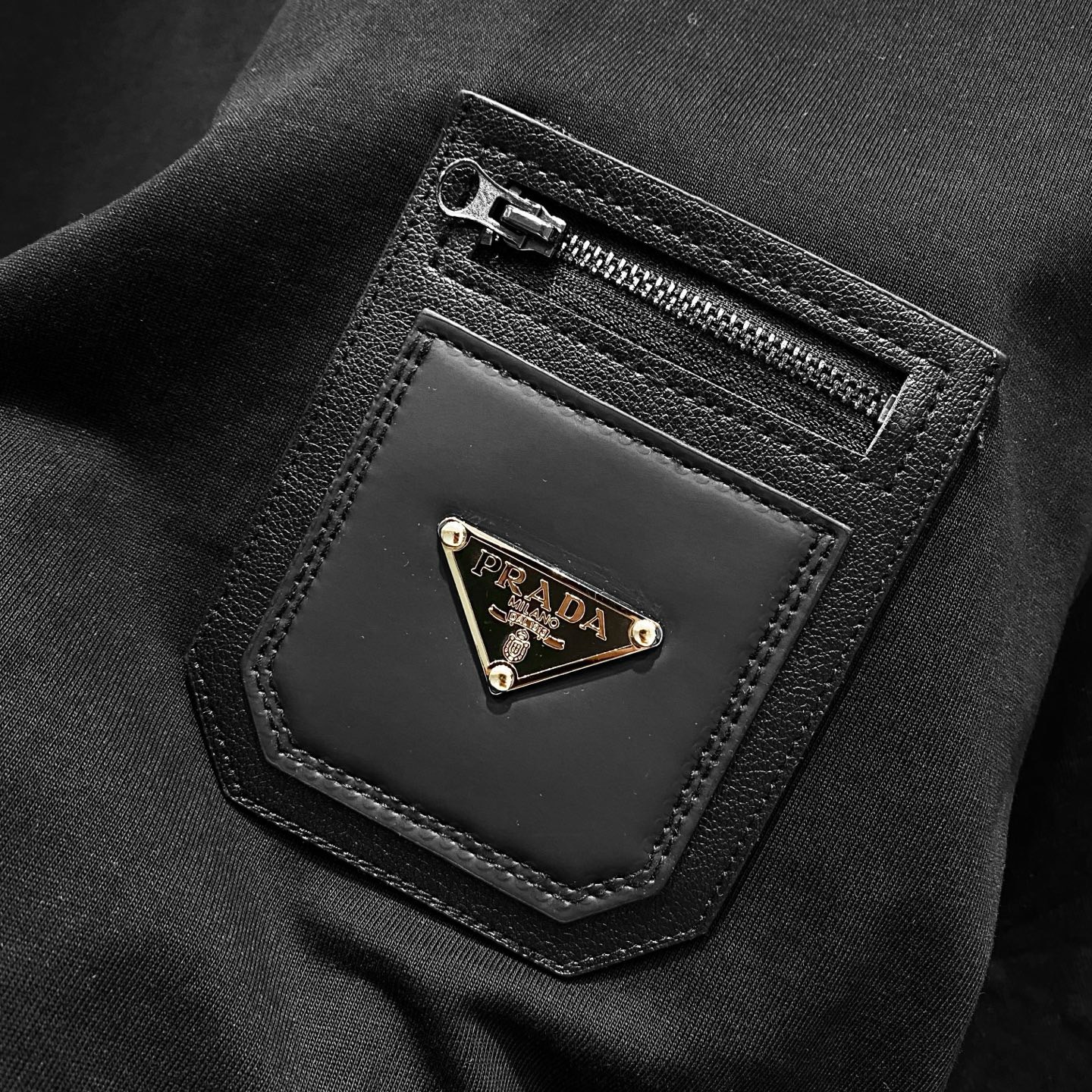 Prada triangle logo black tee