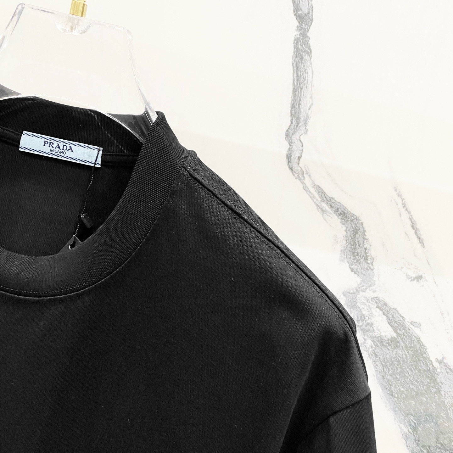 Prada triangle logo black tee