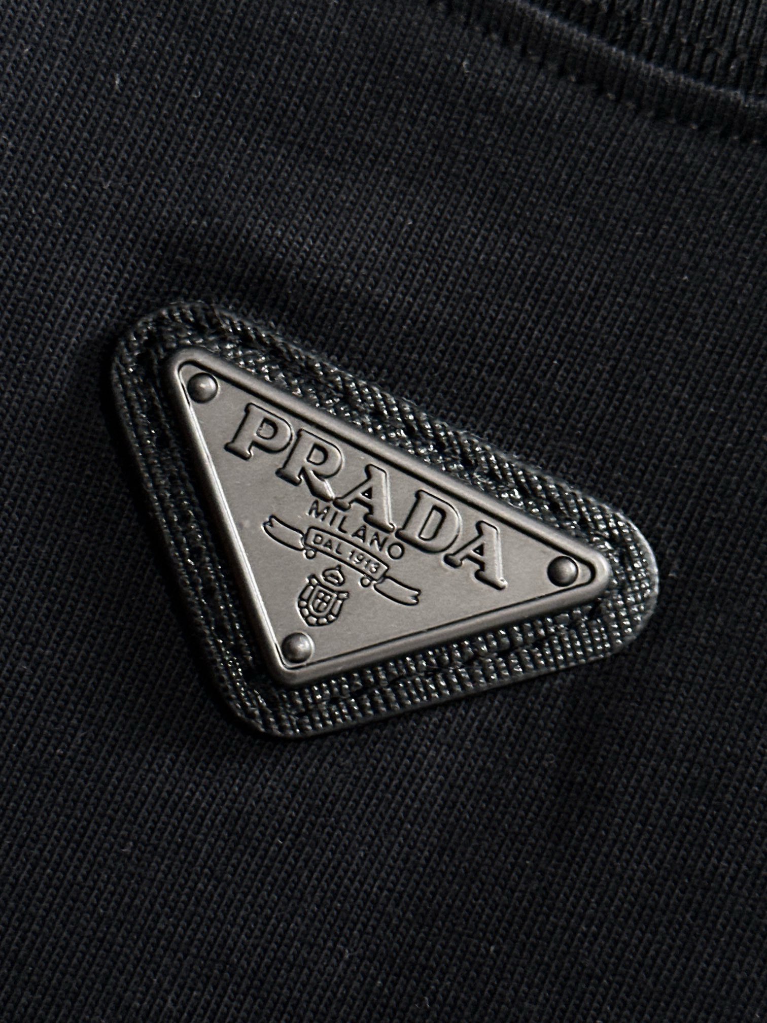 Prada fabric patchwork black and white tee