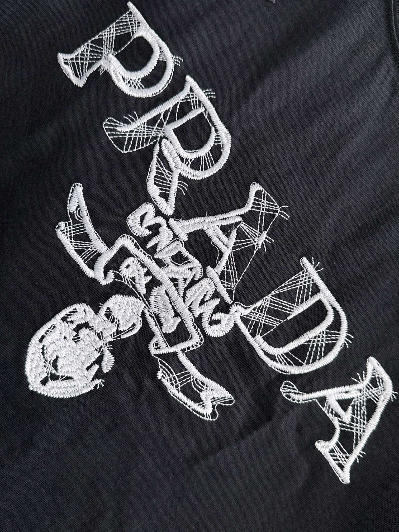 Prada logo embroidery black and white tee