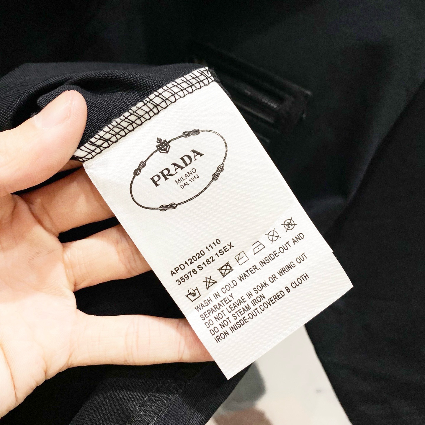 Prada triangle logo black tee