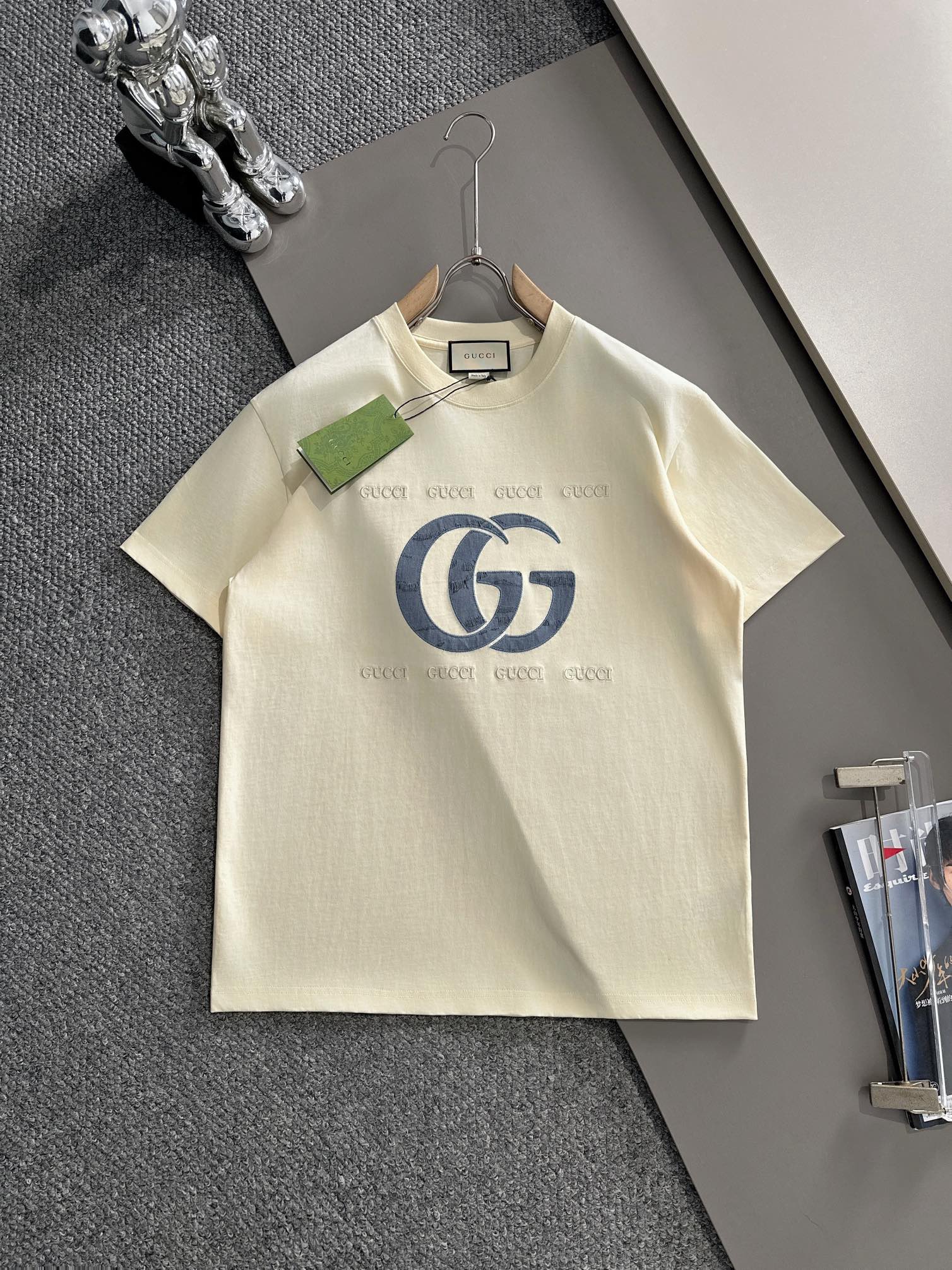 gucci blue logo tee