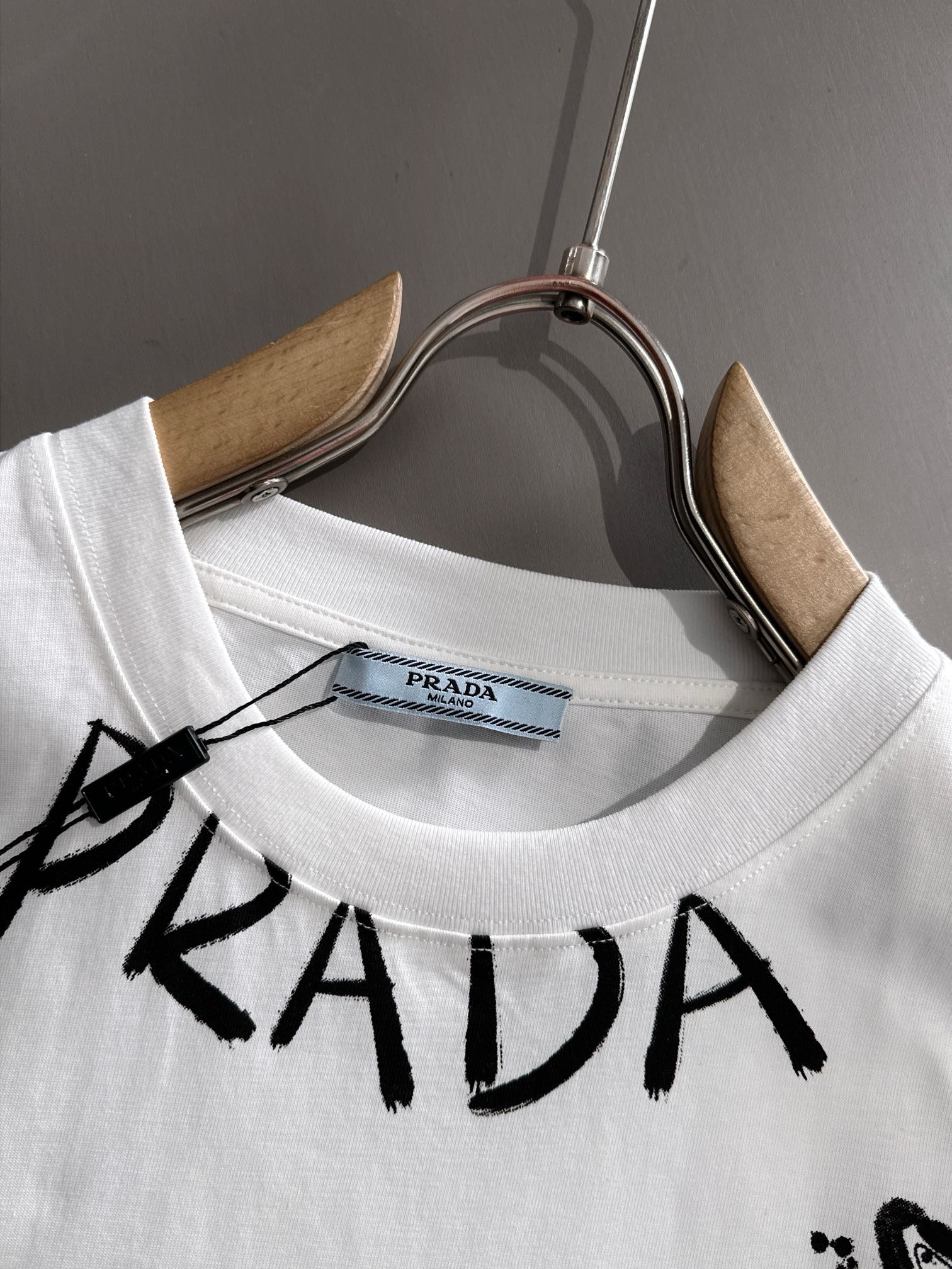 prada hand-drawn graffiti black and white tee