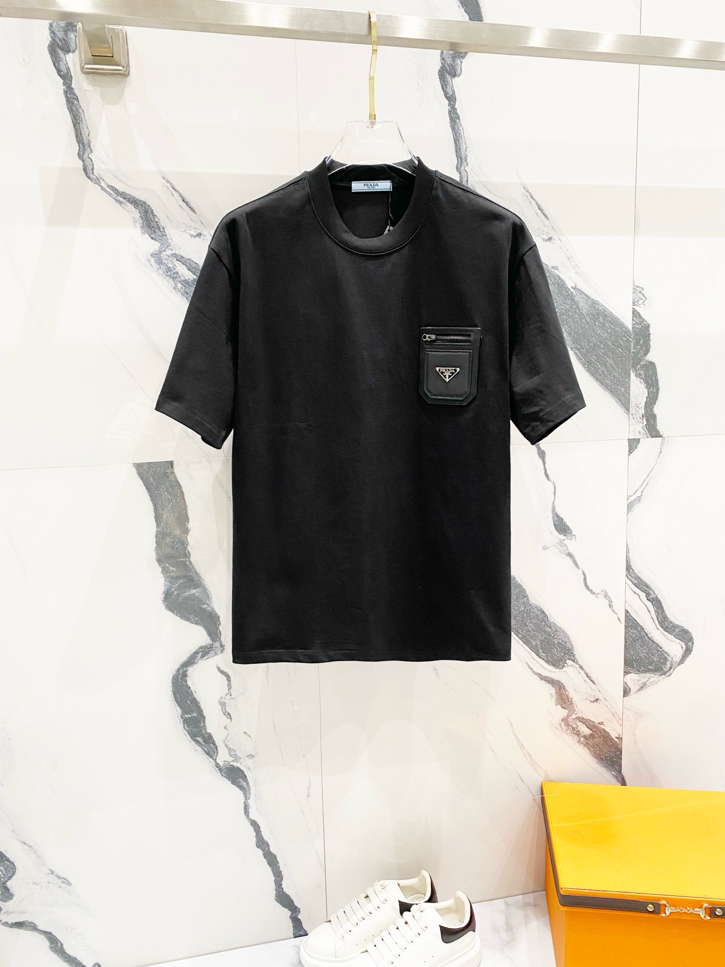 Prada triangle logo black tee