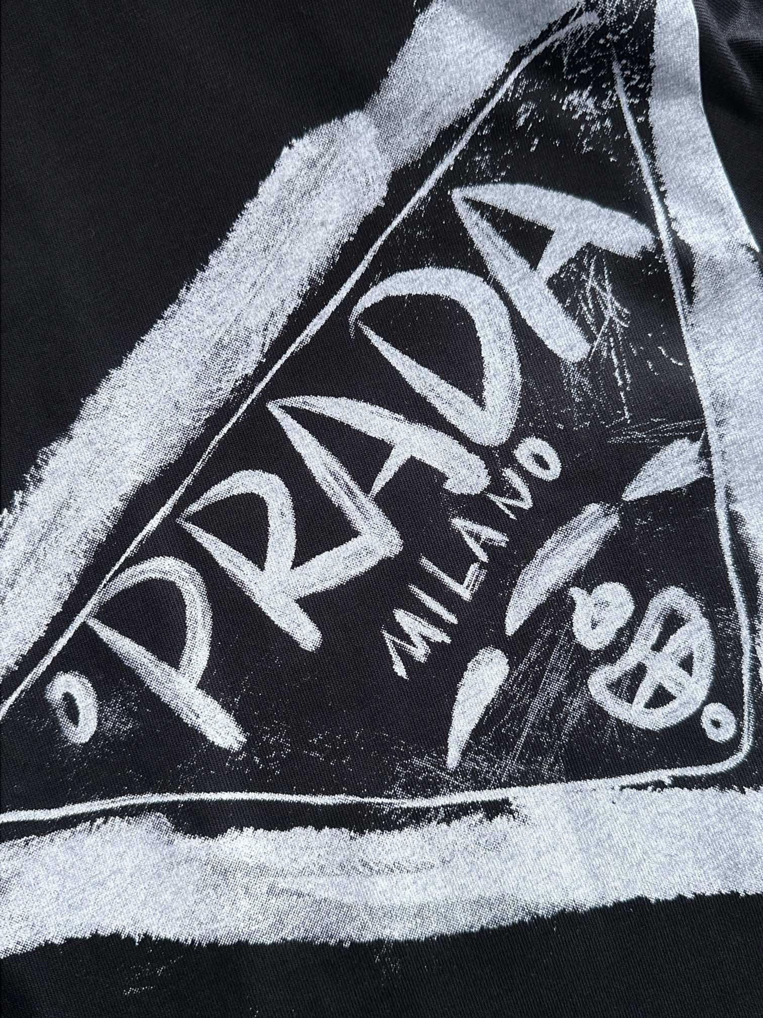 prada hand-drawn graffiti black and white tee