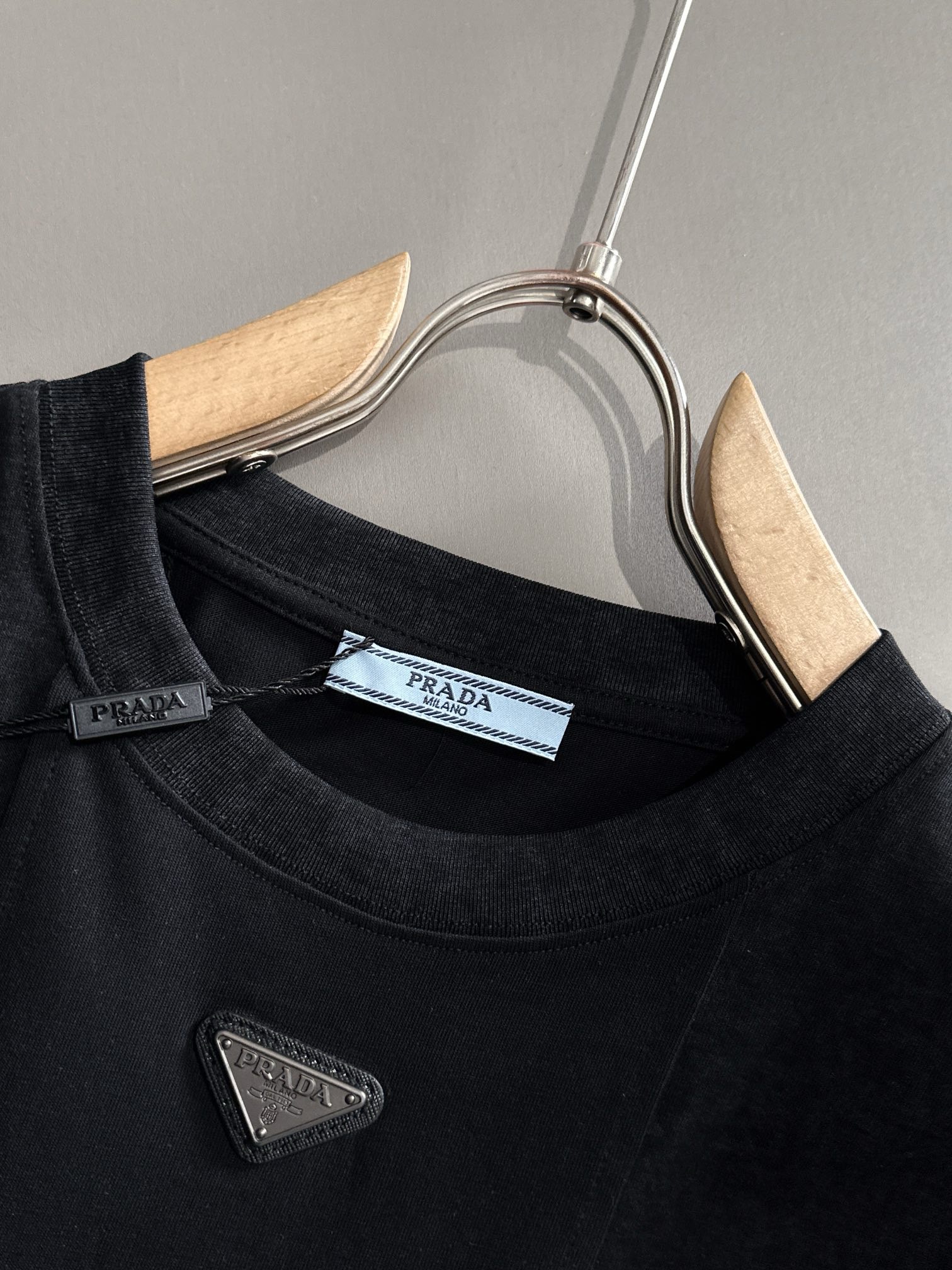 Prada fabric patchwork black and white tee