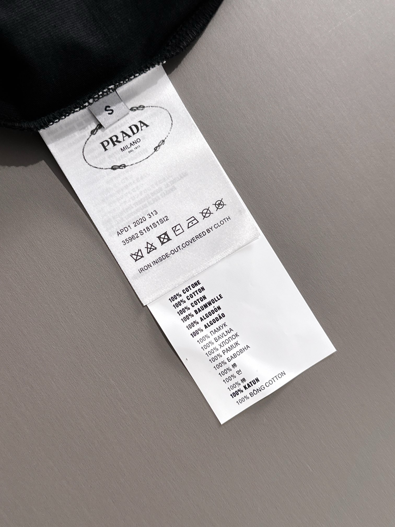 Prada logo embroidery black and white tee