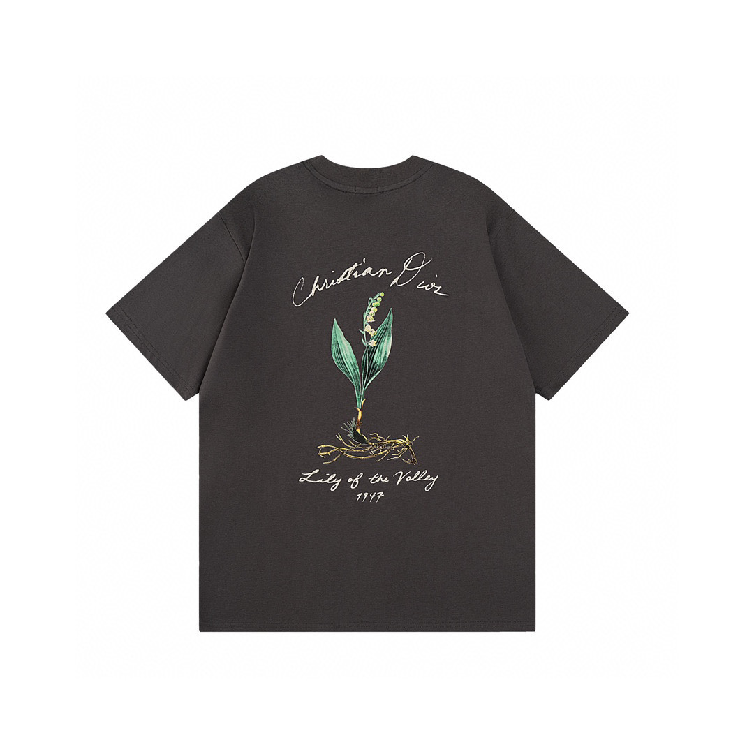 Dior 2024 SS Lily of the valley Print Tee  Dark Color