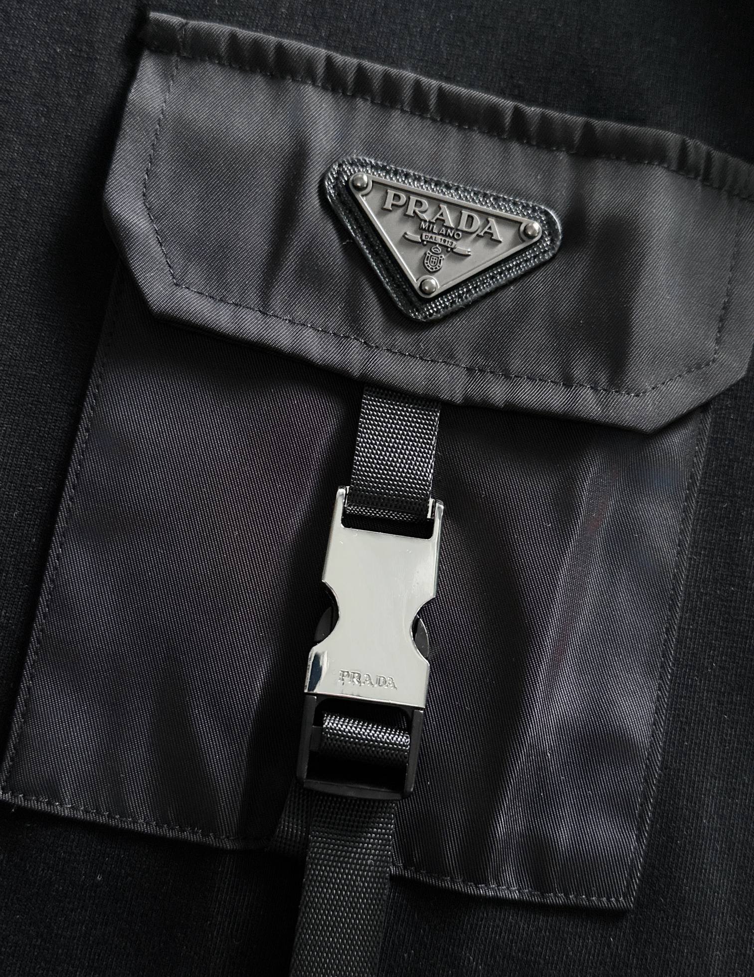 Prada customized pocket black and white tee