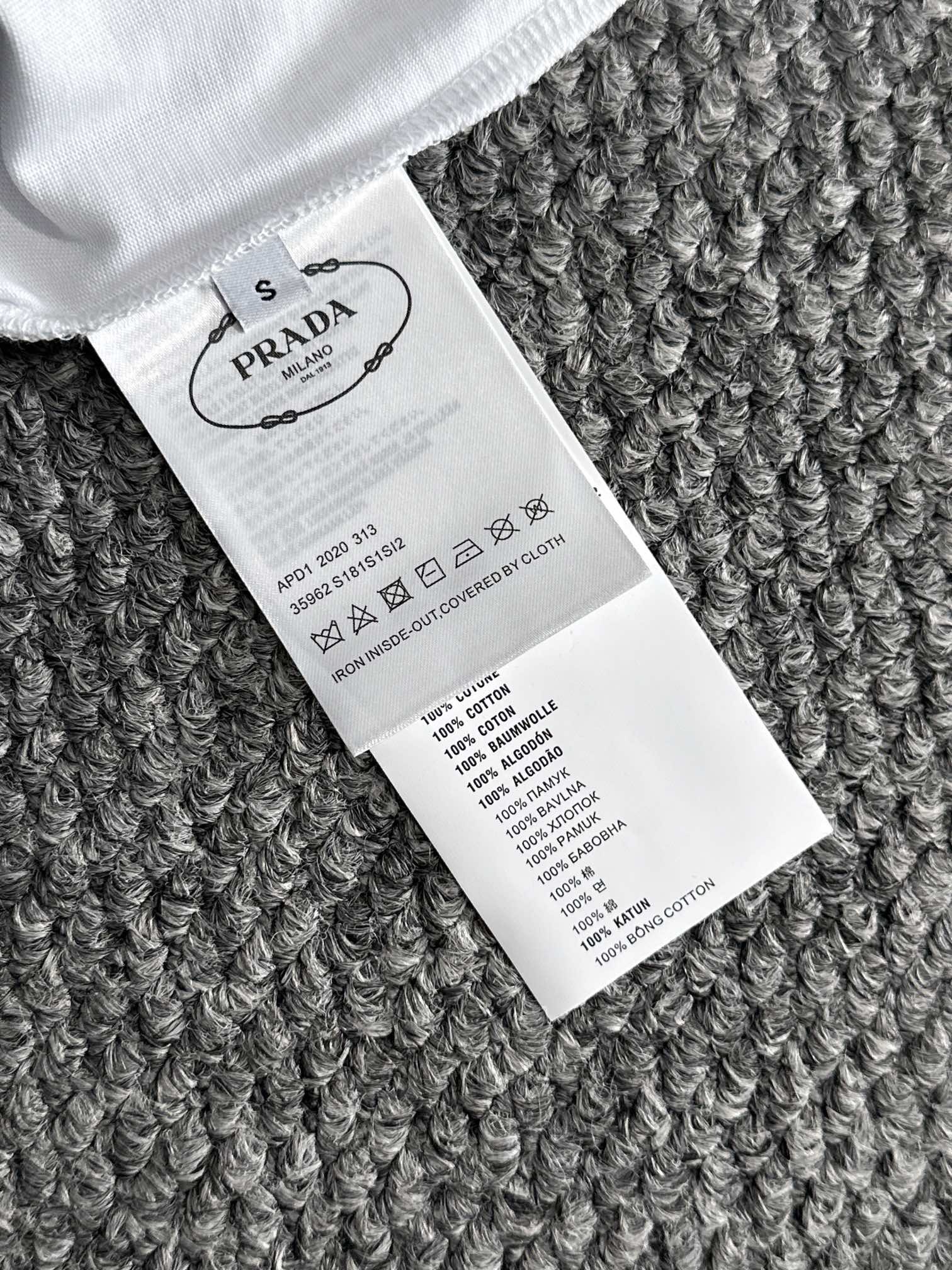 Prada fabric patchwork black and white tee