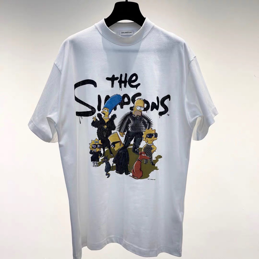 balenciaga simpson cracked black and white tee