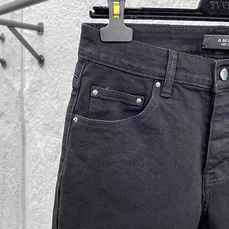 amiri balck and red logo jeans