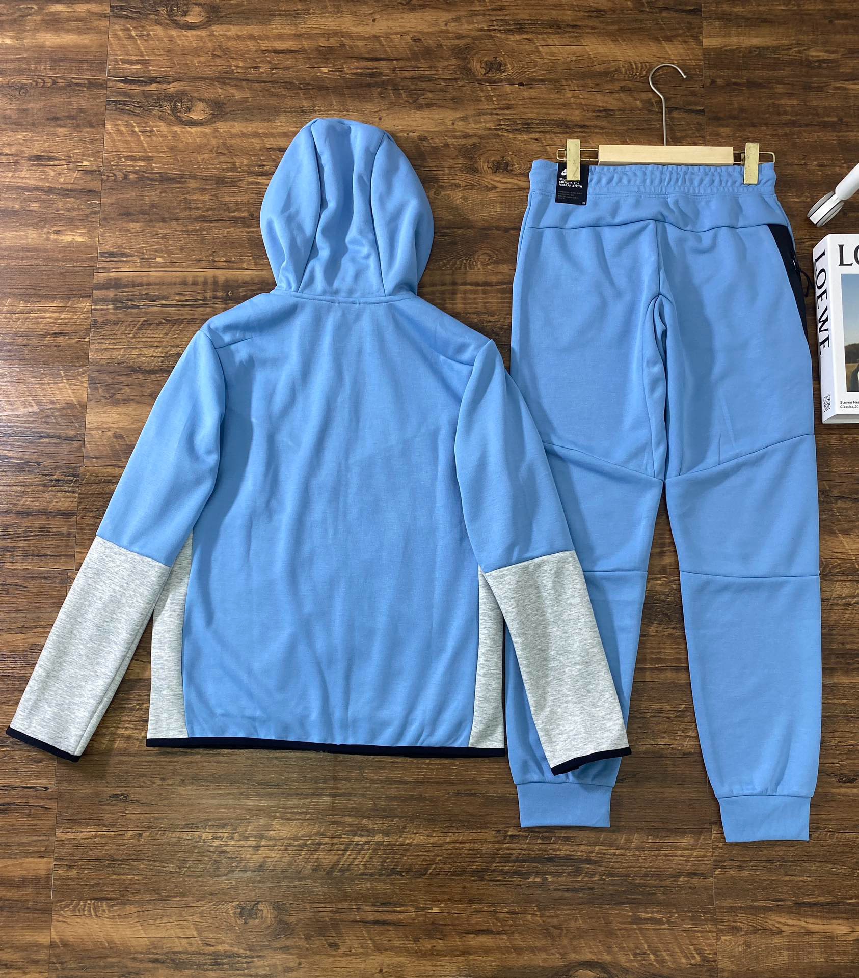 nike tech fleece blue and white a set
