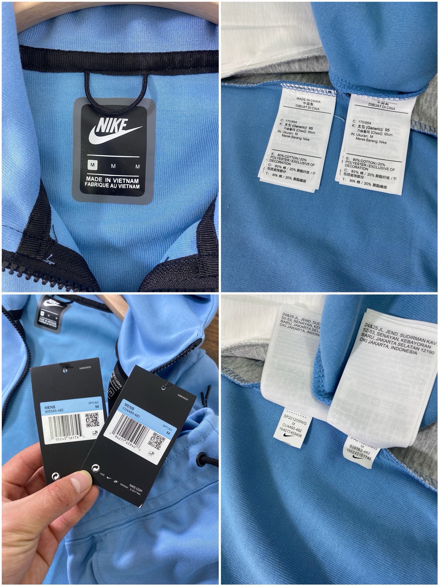 nike tech fleece blue and white a set