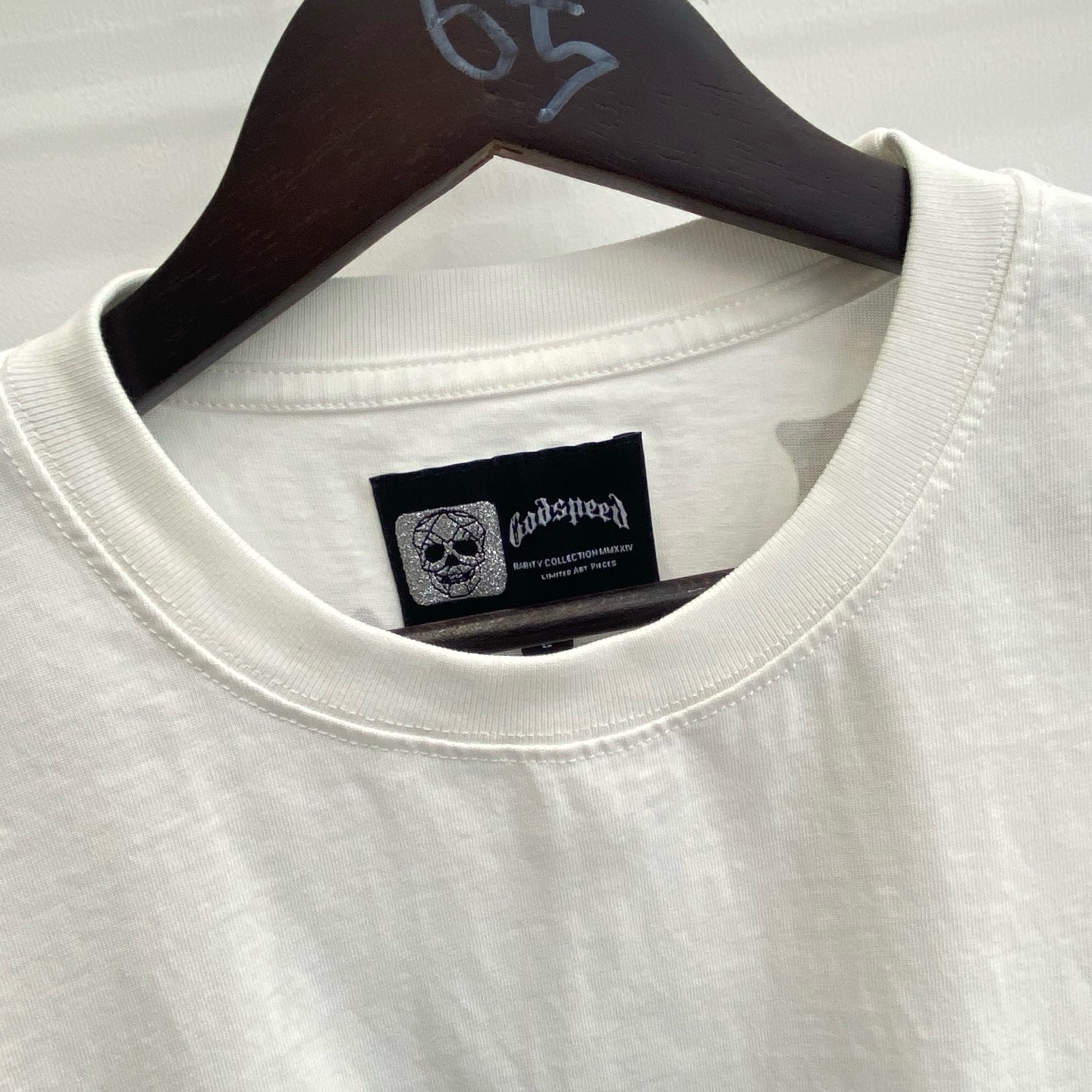 godspeed white and cream skull tee