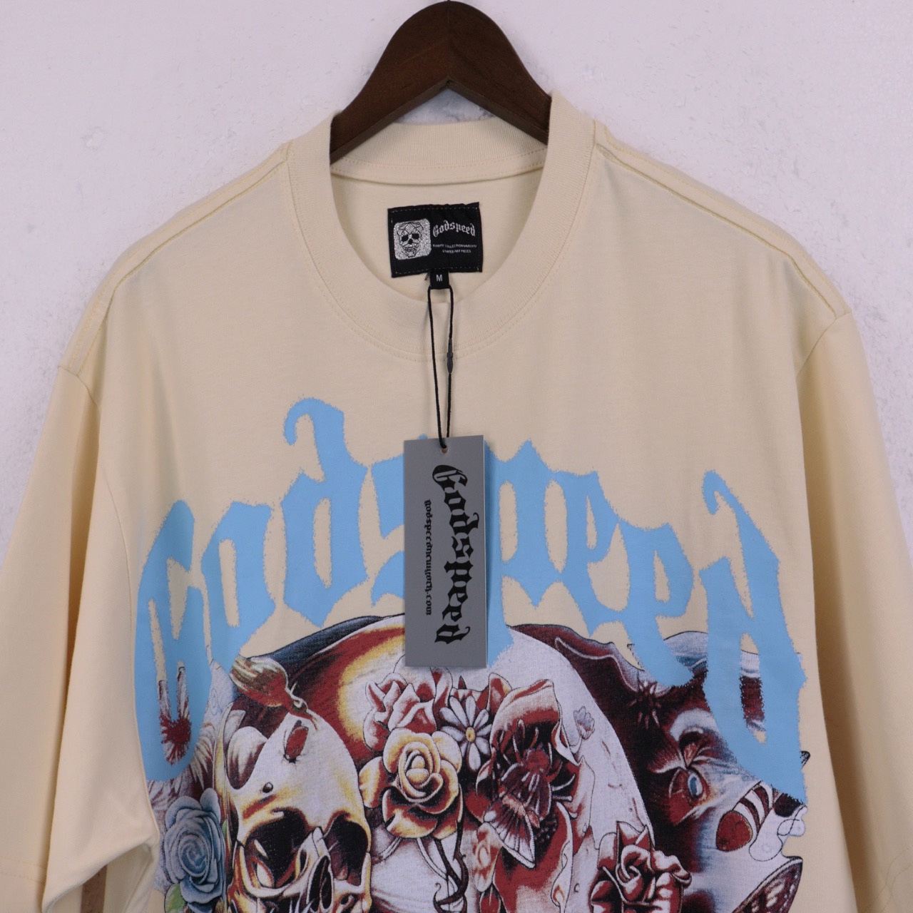 godspeed full skull black and cream tee