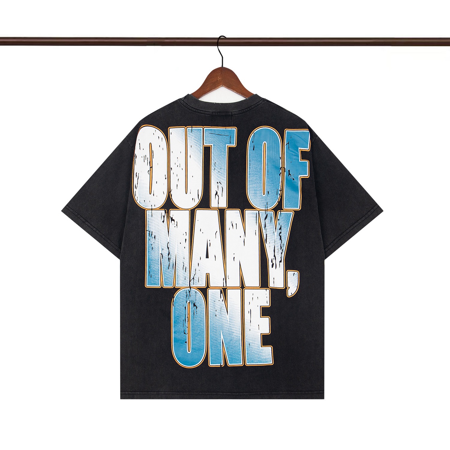 godspeed 25SS washed black blue white letters tee