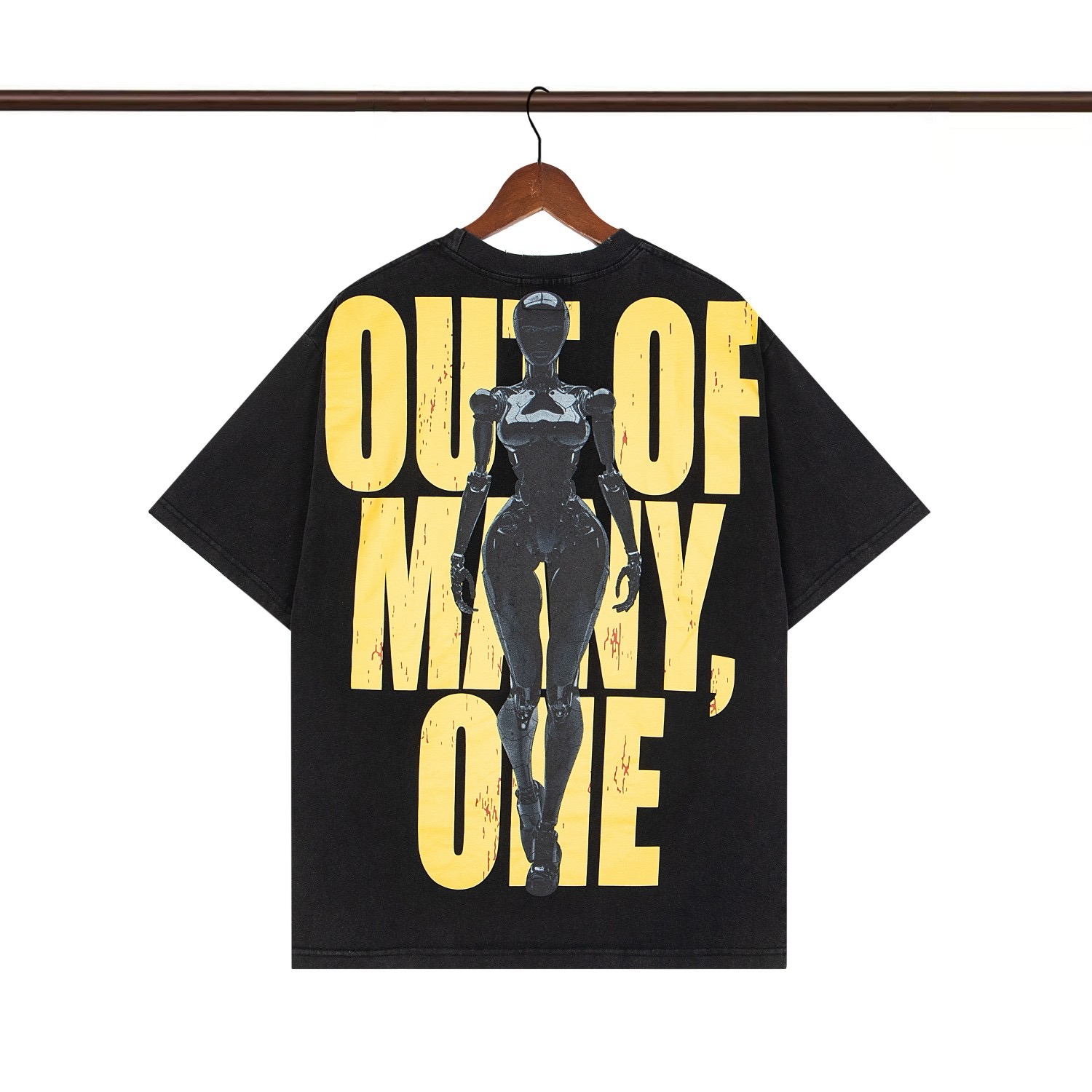 godspeed 25SS washed black and yellow letters tee