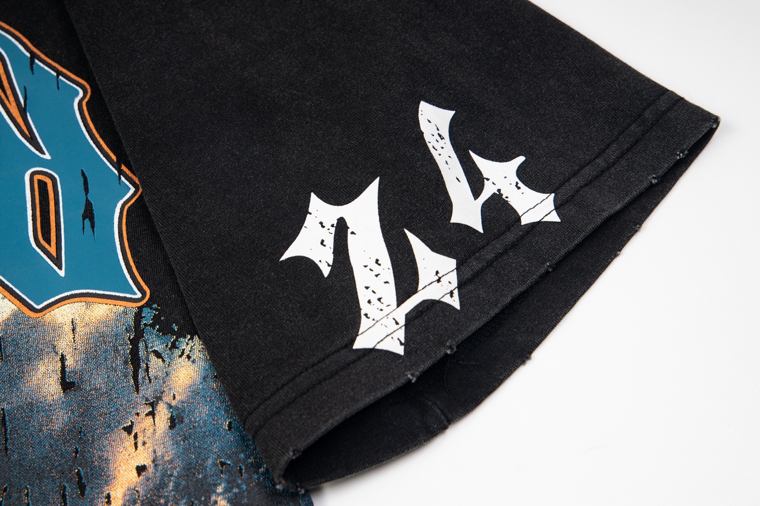 godspeed 25SS washed black blue white letters tee