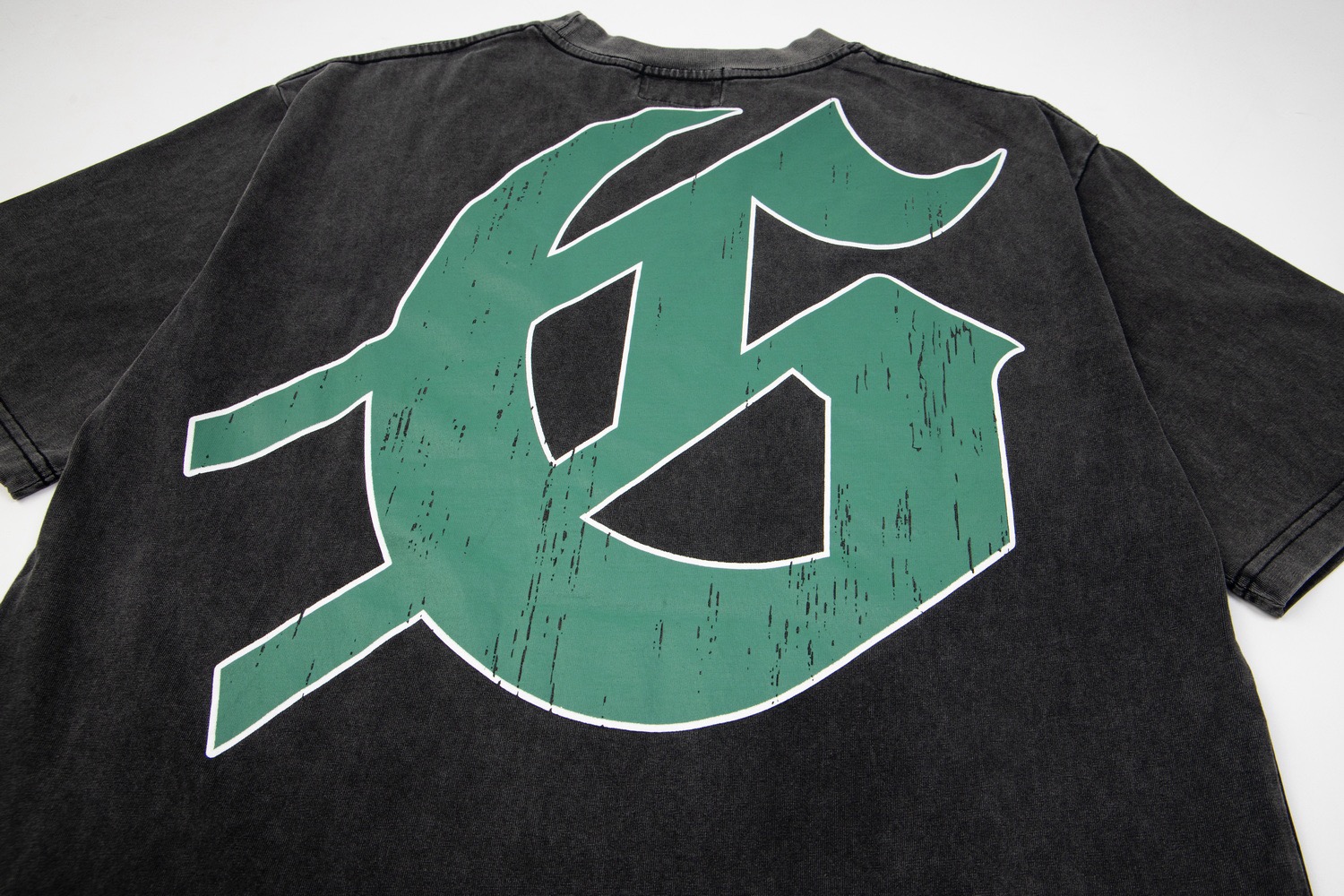 godspeed 25SS washed black and green letters tee