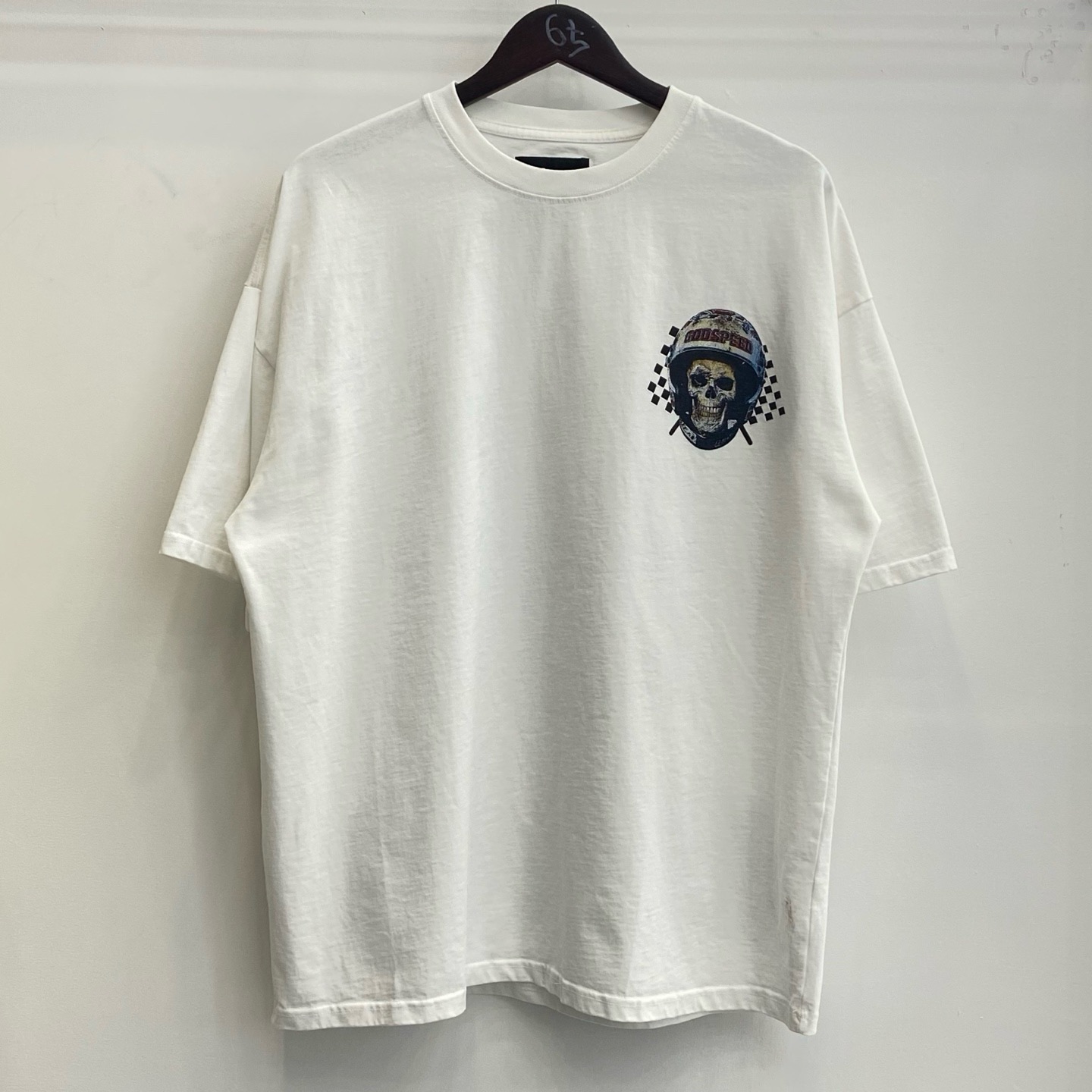 godspeed white and cream skull tee