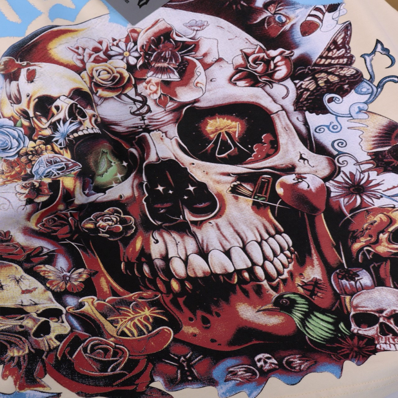 godspeed full skull black and cream tee