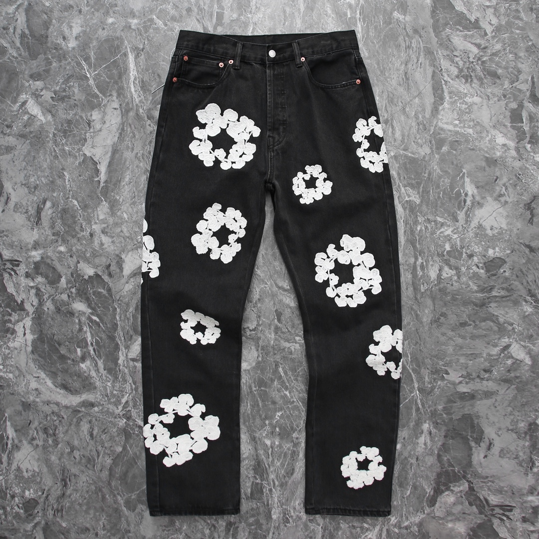Denim Tears flocking Logo Jeans Black