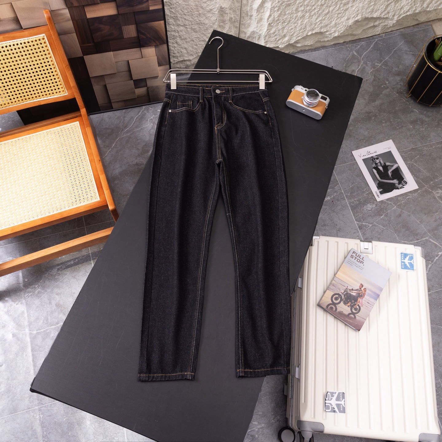 Evisu black macadamia flower jeans