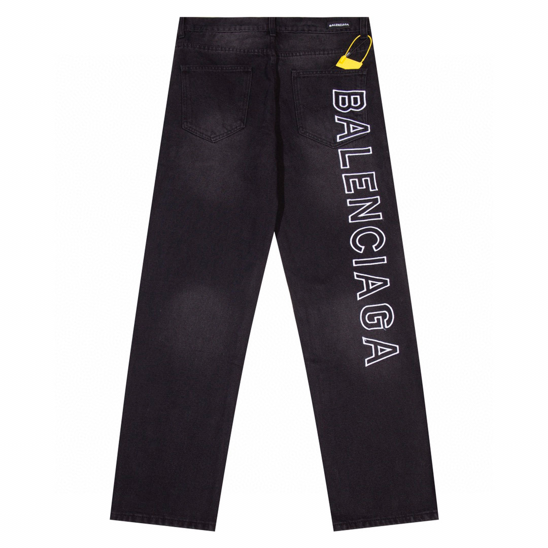 Balenciaga Letters Jeans Black