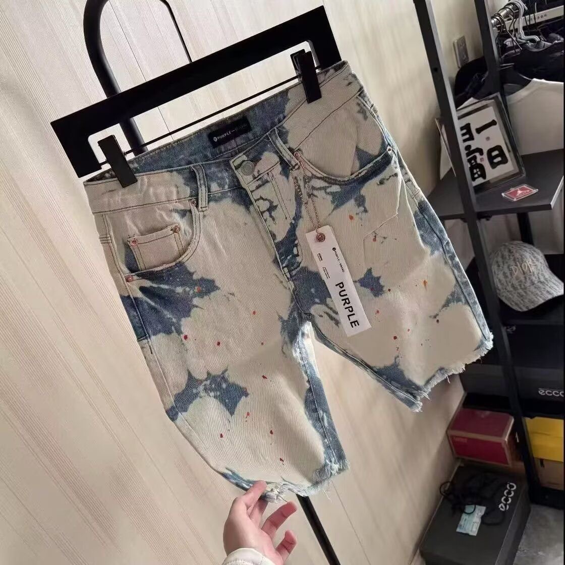 purple splash-link black  blue shorts