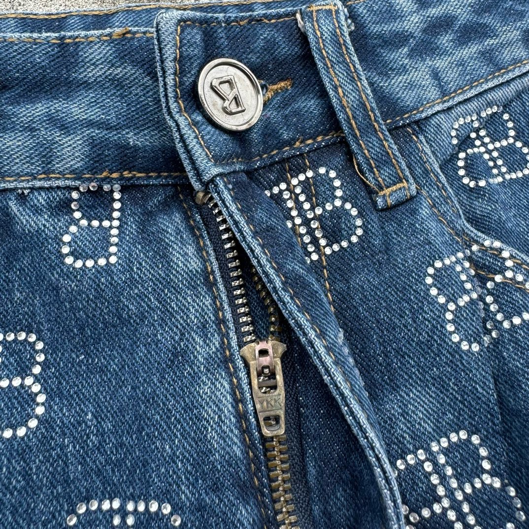 balenciaga black and blue Swarovski crystals jeans