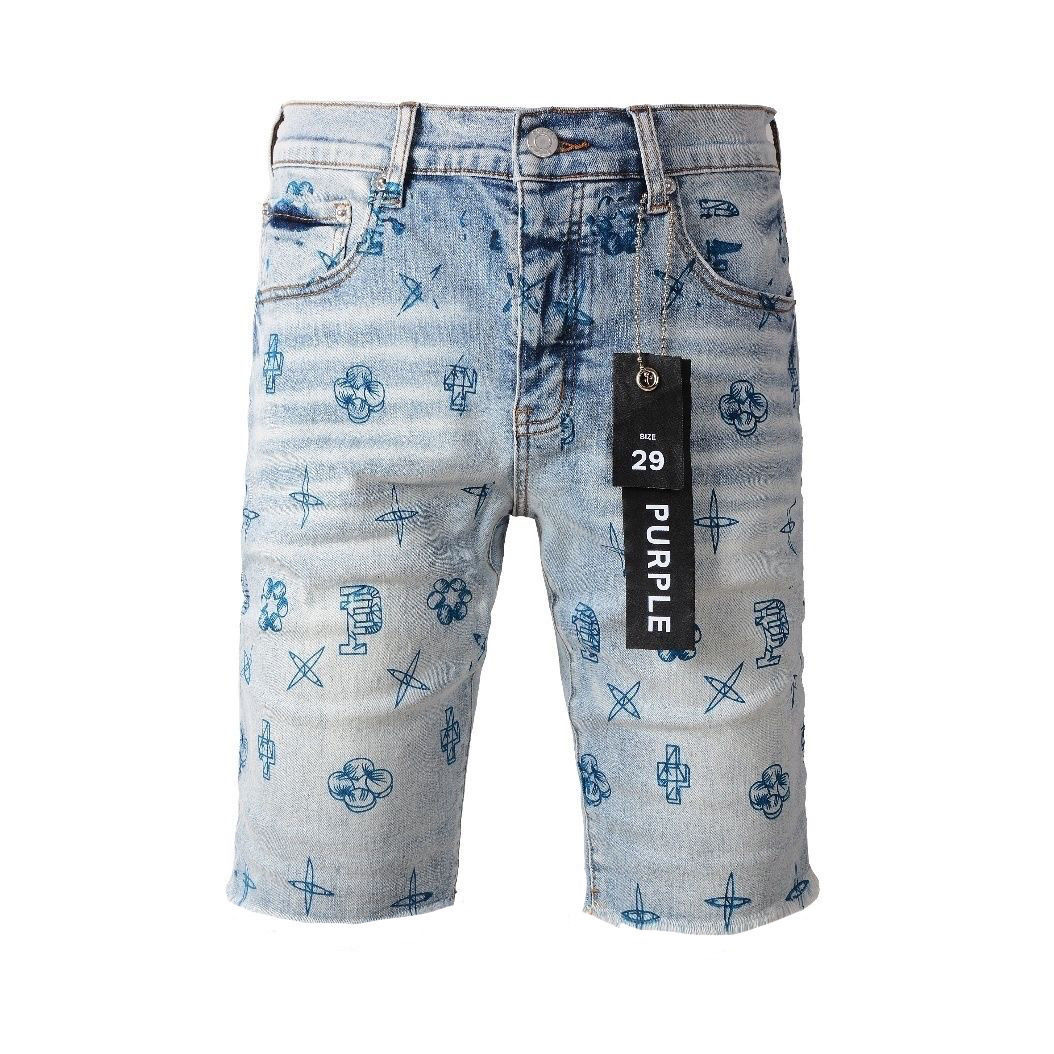purple blue print high street shorts