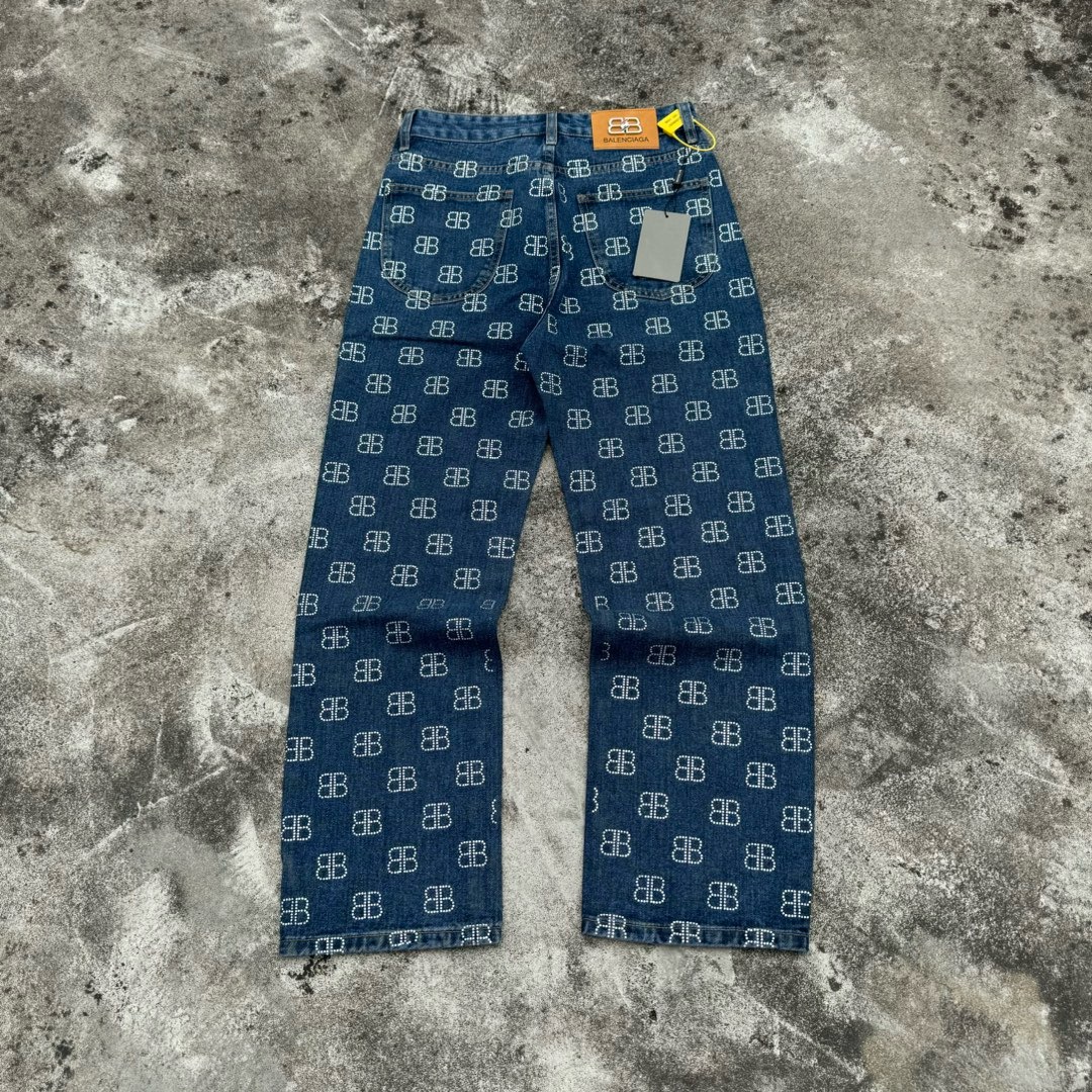 balenciaga black and blue Swarovski crystals jeans