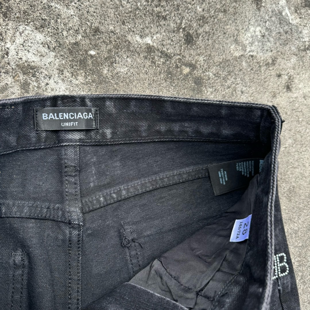 balenciaga black and blue Swarovski crystals jeans