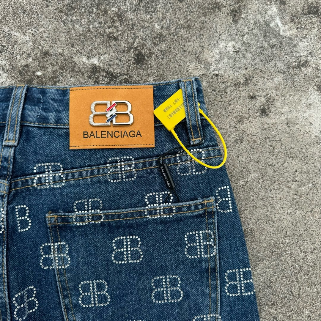 balenciaga black and blue Swarovski crystals jeans