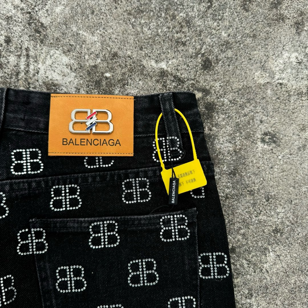 balenciaga black and blue Swarovski crystals jeans
