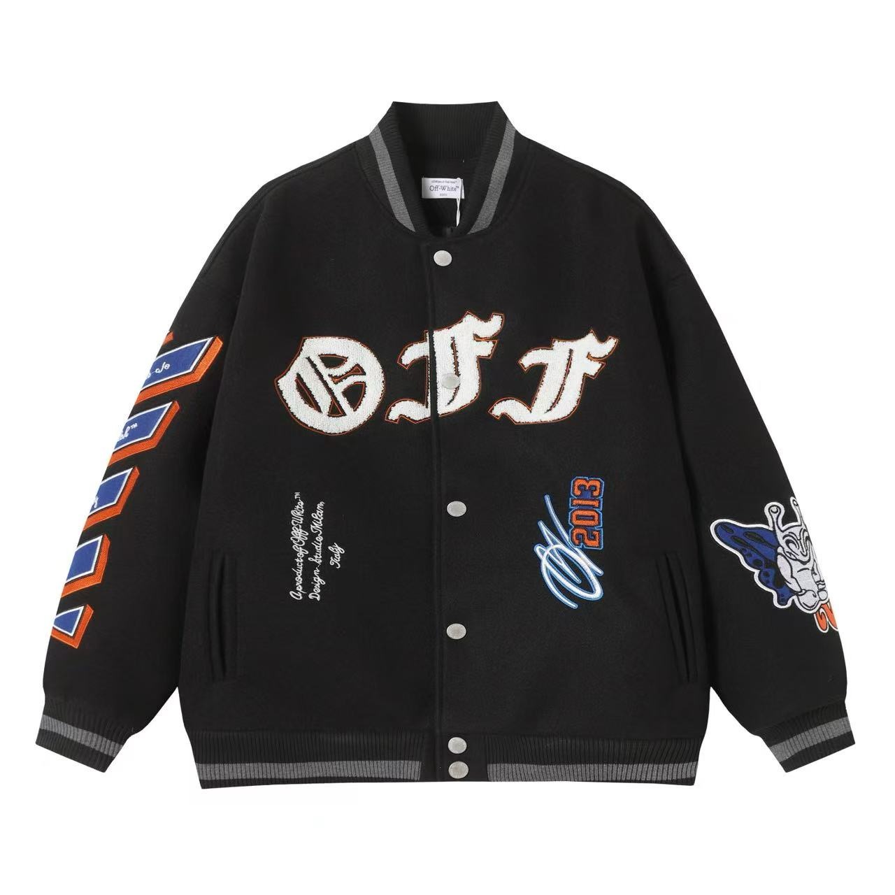 Off White Baseball Jacket black