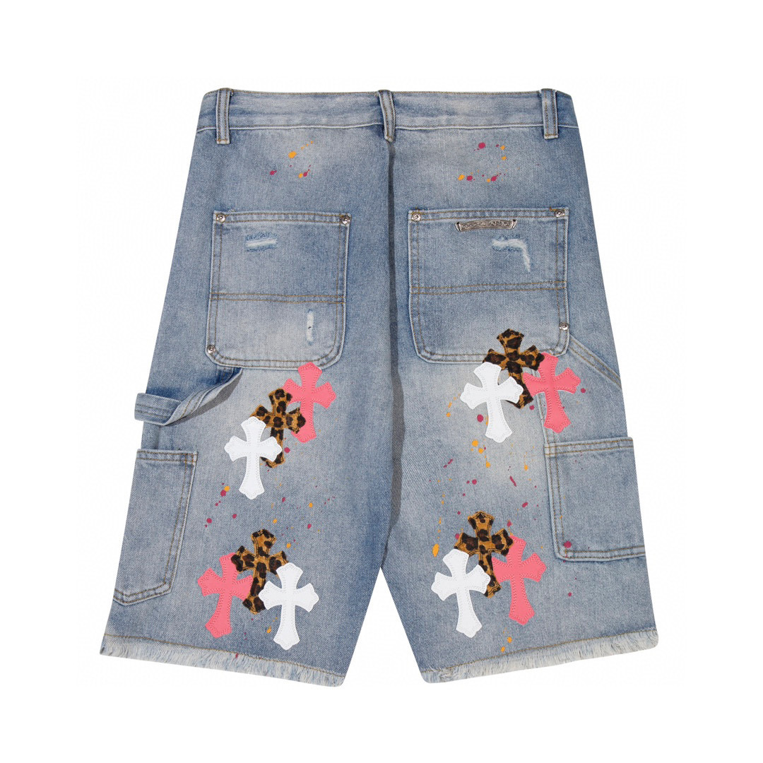 Chrome Heart Denim Shorts with cross logo